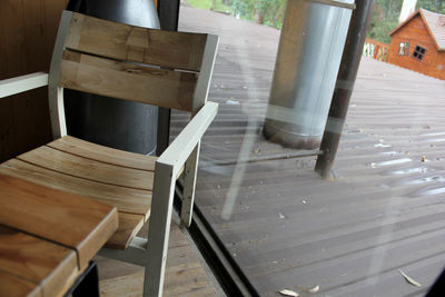 Close-up of wooden bench