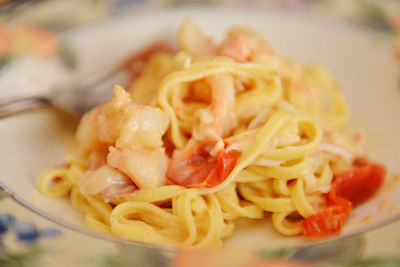 Close-up of pasta served in plate