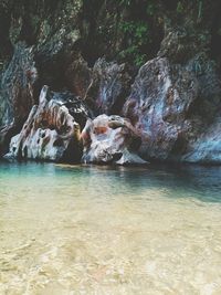Rock formation in sea