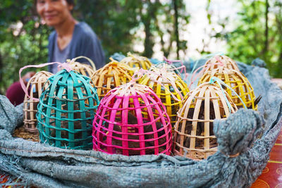 Close-up of wicker basket