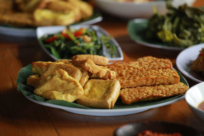 Close-up of food in plate on table