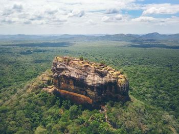 High angle view of rock formations on landscape