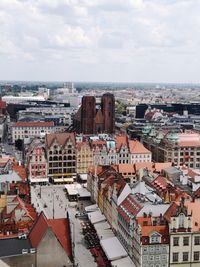 High angle view of townscape against sky