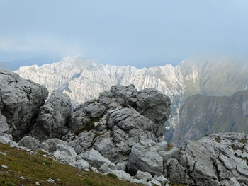 Scenic view of rocky mountains against sky