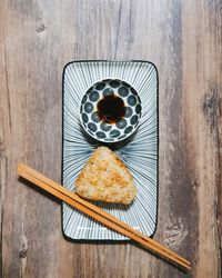 Directly above shot of breakfast served on table