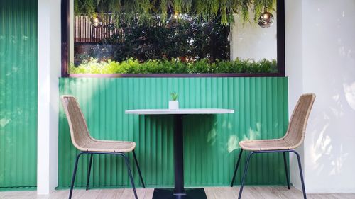 Empty chairs and tables at home