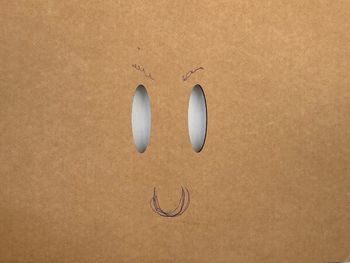 Anthropomorphic face on cardboard