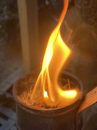 Close-up of burning candle