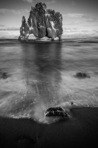 View of rock formation on beach