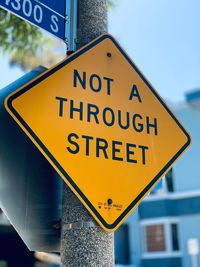 Close-up of road sign