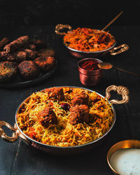 High angle view of food on table