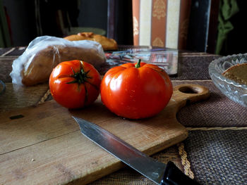 Close-up of tomatoes on table