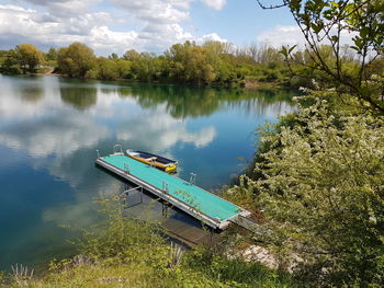 Scenic view of lake against trees