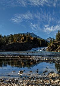 Bow falls, banff on a crisp autumn day