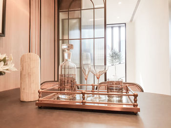 Table and chairs in window at home