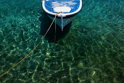 High angle view of boat in sea