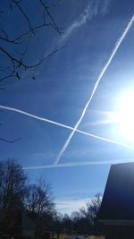 Low angle view of vapor trail in sky