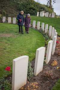 People in cemetery