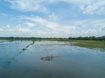 Scenic view of land against sky