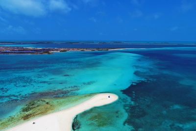 Aerial view of island and beach in los roques, venezuela