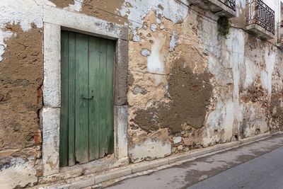 Closed door of old building