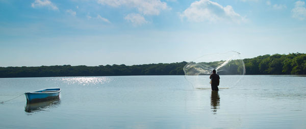 Scenic view of lake against sky