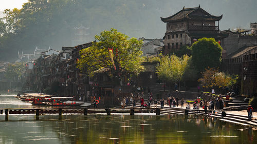 Group of people in front of building
