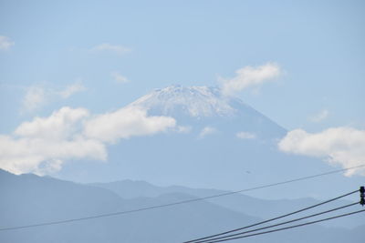 Low angle view of volcanic mountain against sky