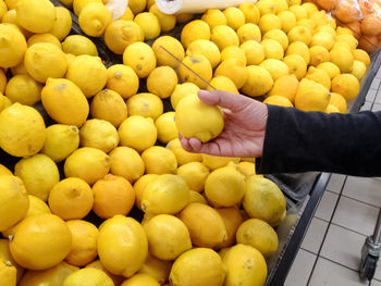 Close-up of hand holding fruits in market