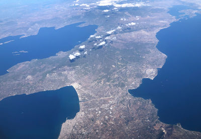 High angle view of sea and mountain