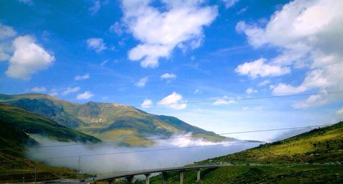 Scenic view of mountains against sky