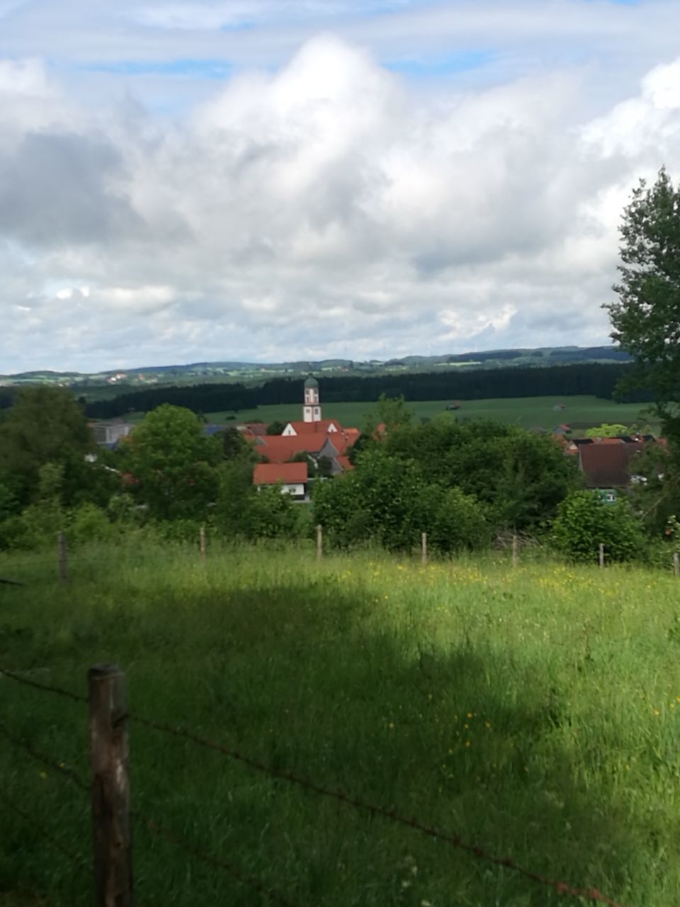 HOUSE ON GREEN FIELD AGAINST SKY