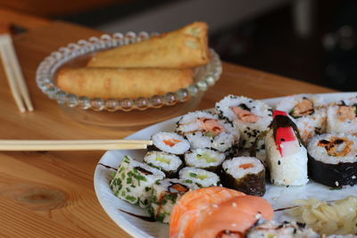 Close-up of food in plate on table