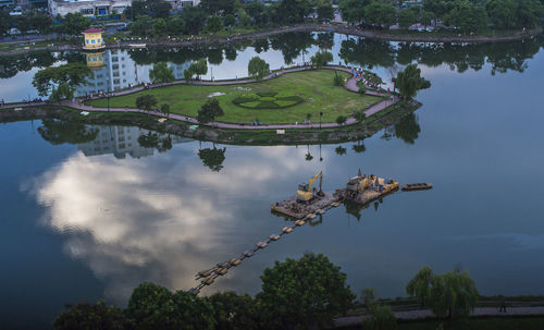 Scenic view of lake against sky