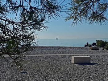 Scenic view of sea against clear sky