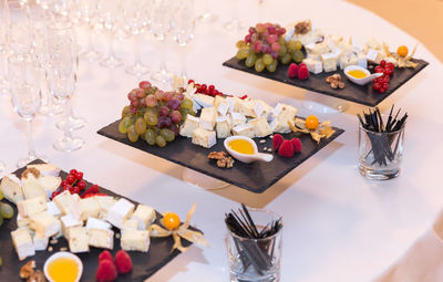 High angle view of food on table