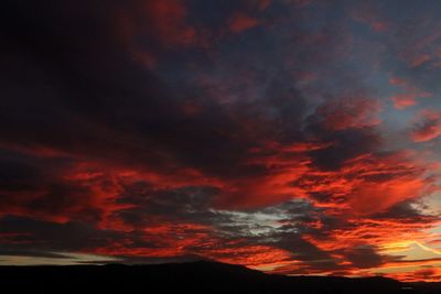 Low angle view of dramatic sky at sunset