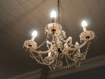 Low angle view of chandelier