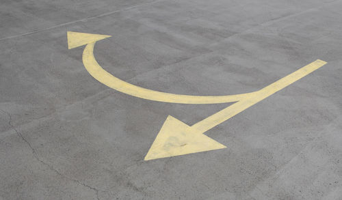 High angle view of road sign