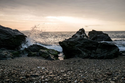 Scenic view of sea against sky during sunset