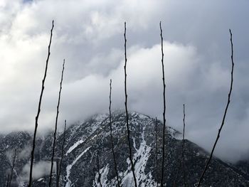 Scenic view of snow covered land against sky