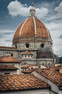 View of florence duomo against blue sky and fluffy clouds