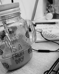 Close-up of coffee cup on table