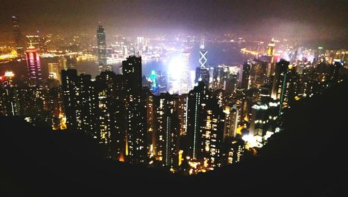 Illuminated cityscape at night