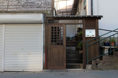 Closed door of building