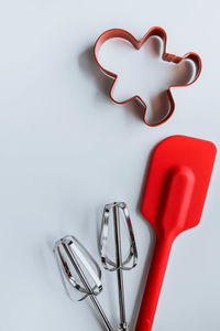 High angle view of decoration on table against white background