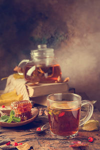 Tea cup on table