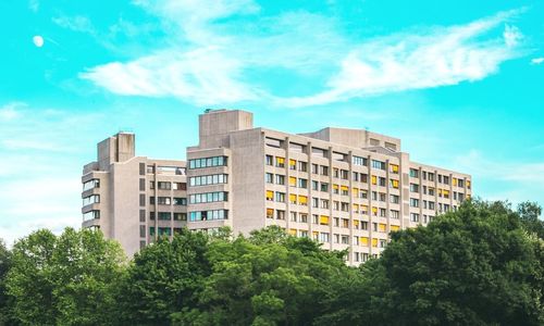 Low angle view of buildings against sky