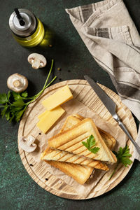 High angle view of food on table