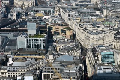 High angle view of buildings in city